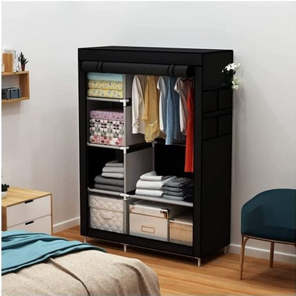 Foldable Canvas Storage Wardrobe – 2-Door Portable Closet (Model 88105)